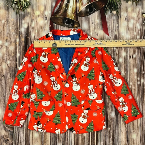 🎄Boys Xmas Suit  2 Piece Funny w/jacket & pull on pants approx Sz 5-6 EUC - Picture 4 of 15